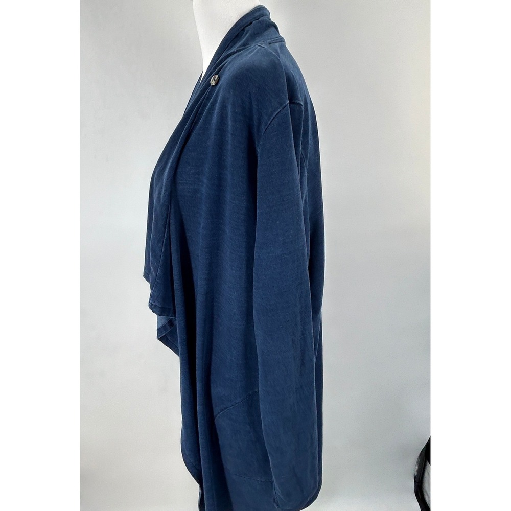 Pure Jill Indigo Blue Lyocell Blend Drape Front Button Cardigan Sweater Womens L - Picture 5 of 10